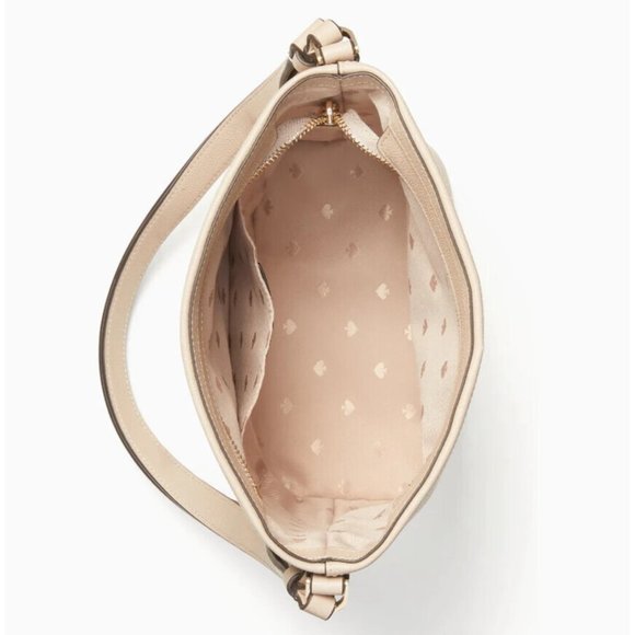 New Kate Spade Max Duffel Crossbody Pebble Leather Warm Beige - Picture 4 of 4